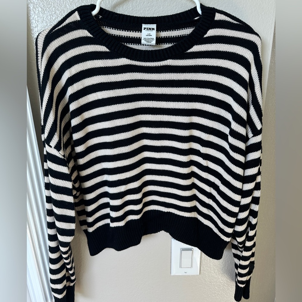 Pink cropped stripped sweater Large